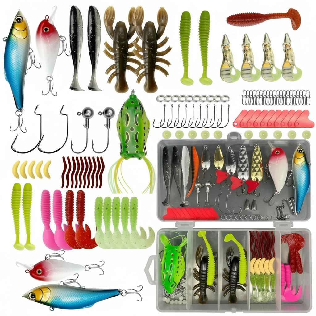 Fishing Hook Box - Kit di 133 Pezzi di Esche